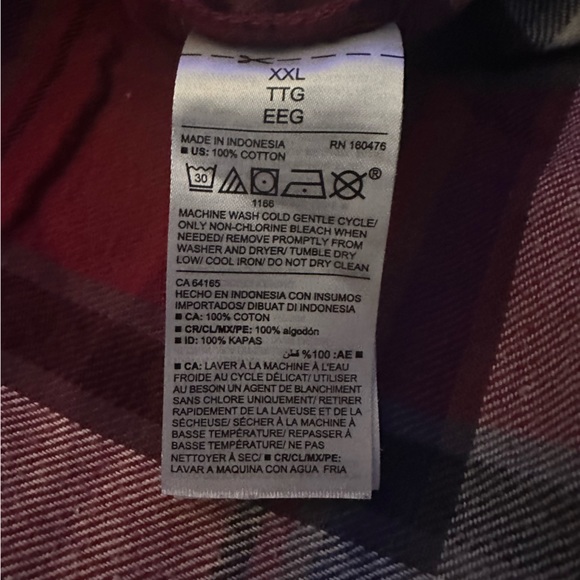 Old Navy Long Sleeved Flannel Pocket Red White and Blue Plaid XXL button down - Picture 6 of 6